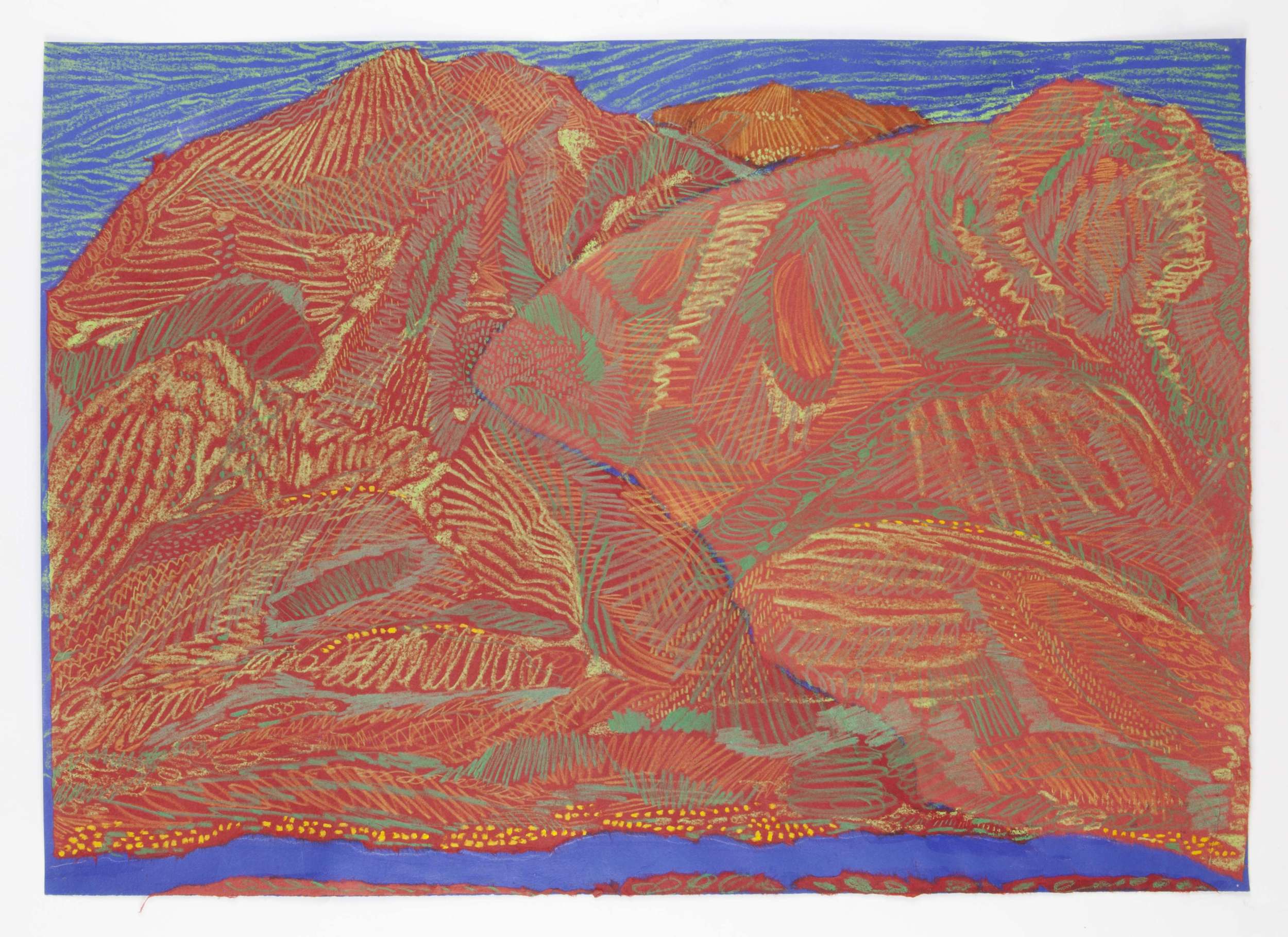 Mountain of knowledge, paper collage and drawing, 1